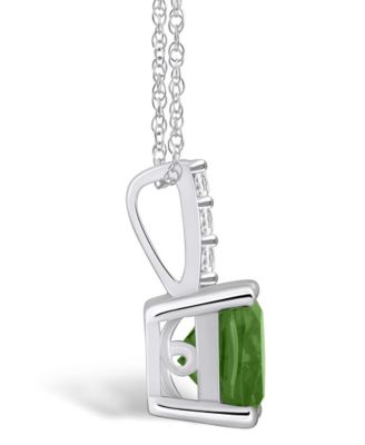 Peridot (2-3/8 Ct. T.W.) and Diamond Accent Pendant Necklace in 14K White Gold