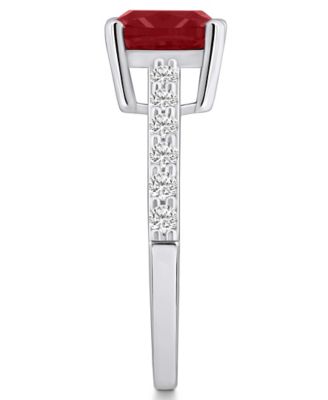 Garnet (2-3/4 Ct. T.W.) and Diamond (1/3 Ct. T.W.) Ring in 14K White Gold