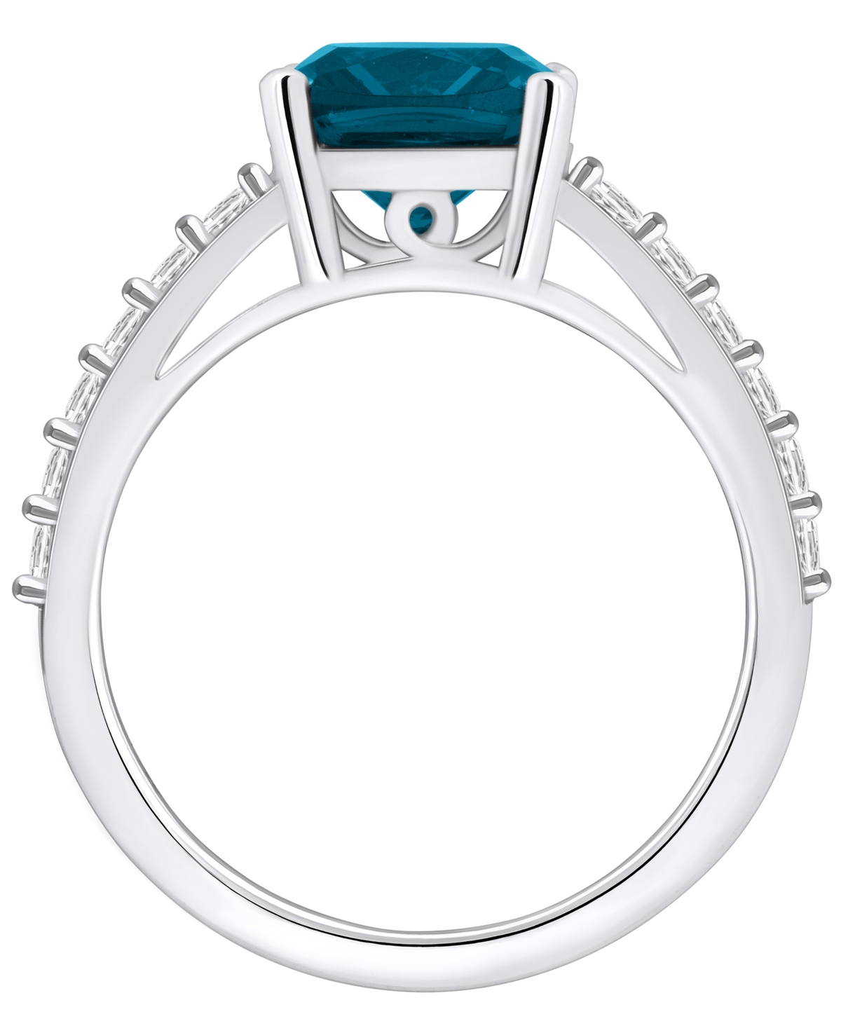 Macy's(2-3/4 Ct. T.w.) and Diamond (1/3 Ct. T.w.) Ring in 14K White Gold - London Blue Topaz