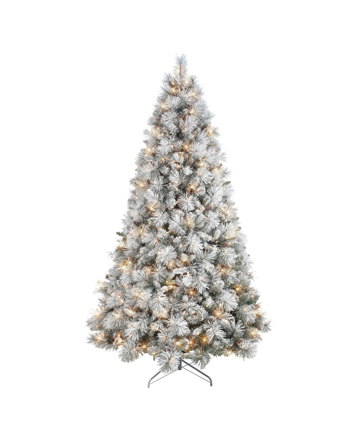 Puleo 7.5' Pre-lit Flocked Christmas Tradition Pine Tree With 750 Underwriters Laboratories Clear Incandes In Green