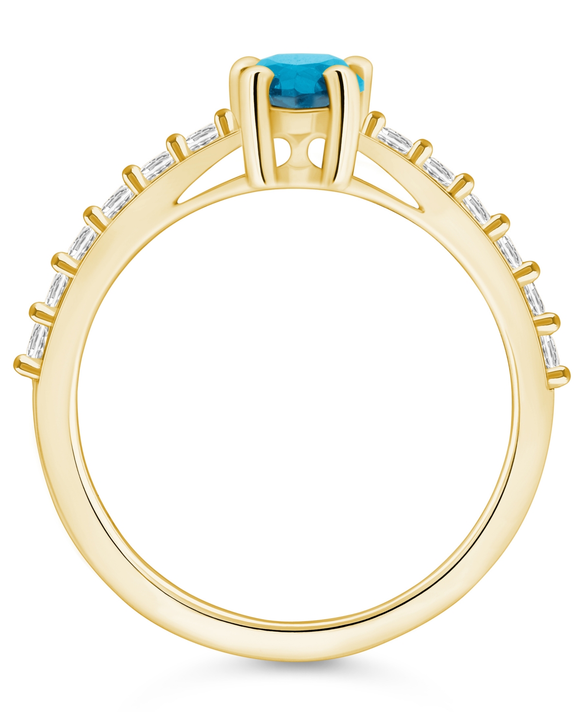 Macy's(1 Ct. T.w.) and Diamond (1/3 Ct. T.w.) Ring in 14K Yellow Gold - Blue Topaz