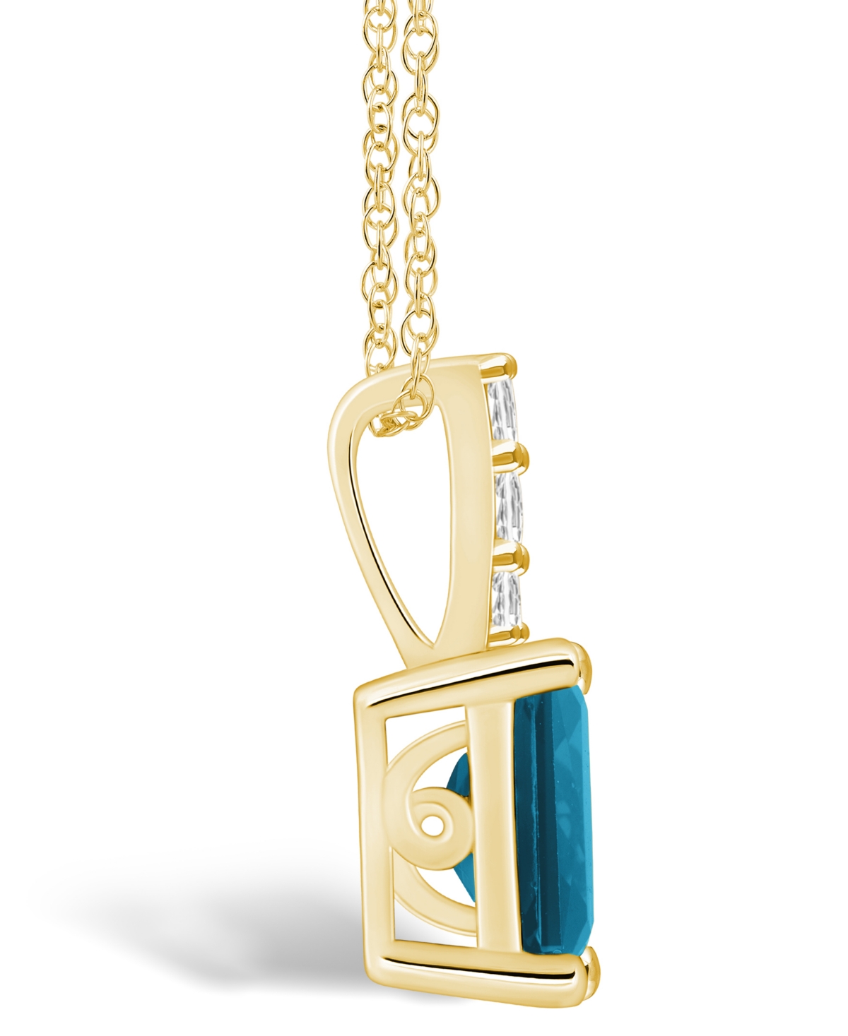 Macy's(2 Ct. T.w.) and Diamond Accent Pendant Necklace in 14K Yellow Gold - London Blue Topaz