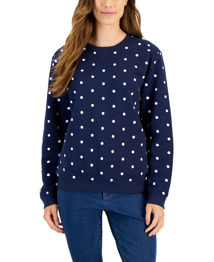 Karen Scott Women's Dot Fleece Sweatshirt, Created for Macy's Macy's