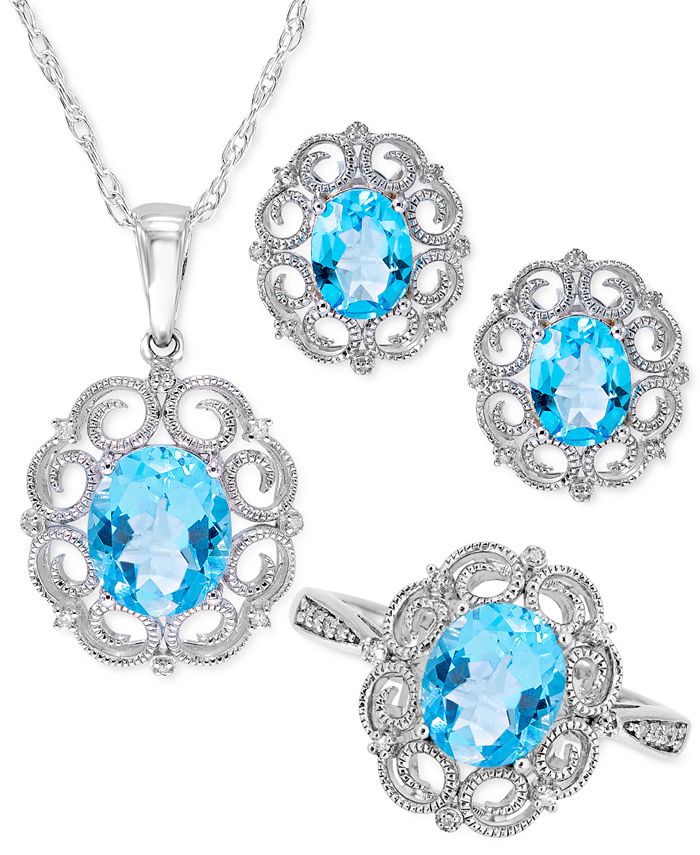 Macy's Blue Topaz & Diamond Milgrain Filigree Jewelry Collection in ...