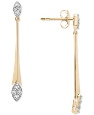 Diamond Elongated Drop Earrings (1/2 ct. t.w.) in 14k Gold, Created for Macy's