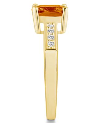 Citrine and Diamond Ring (2 ct.t.w and 1/8 ct.t.w) 14K Yellow Gold