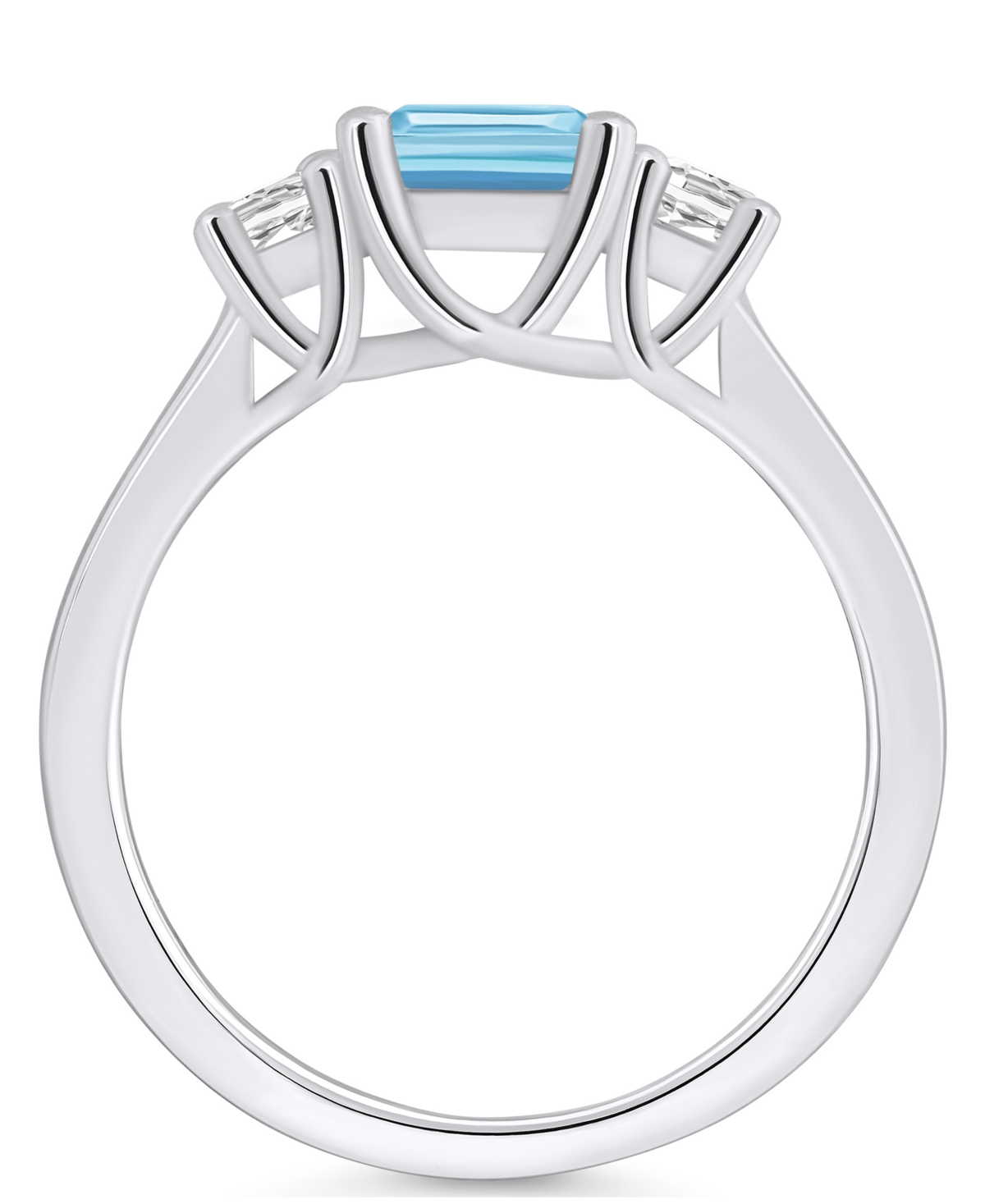 Macy'sand Diamond Ring (1-3/8 ct.t.w and 1/4 ct.t.w) 14K White Gold - Aquamarine