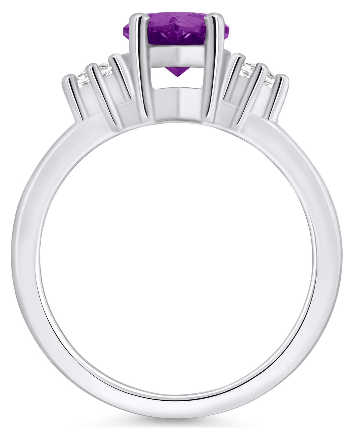Macy'sand Diamond Ring (1-3/4 ct.t.w and 1/10 ct.t.w) 14K White Gold - Amethyst