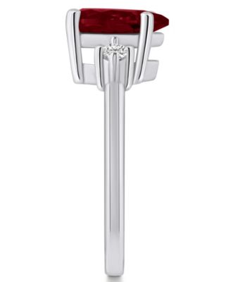 Garnet and Diamond Ring (1-3/4 ct.t.w and 1/10 ct.t.w) 14K White Gold