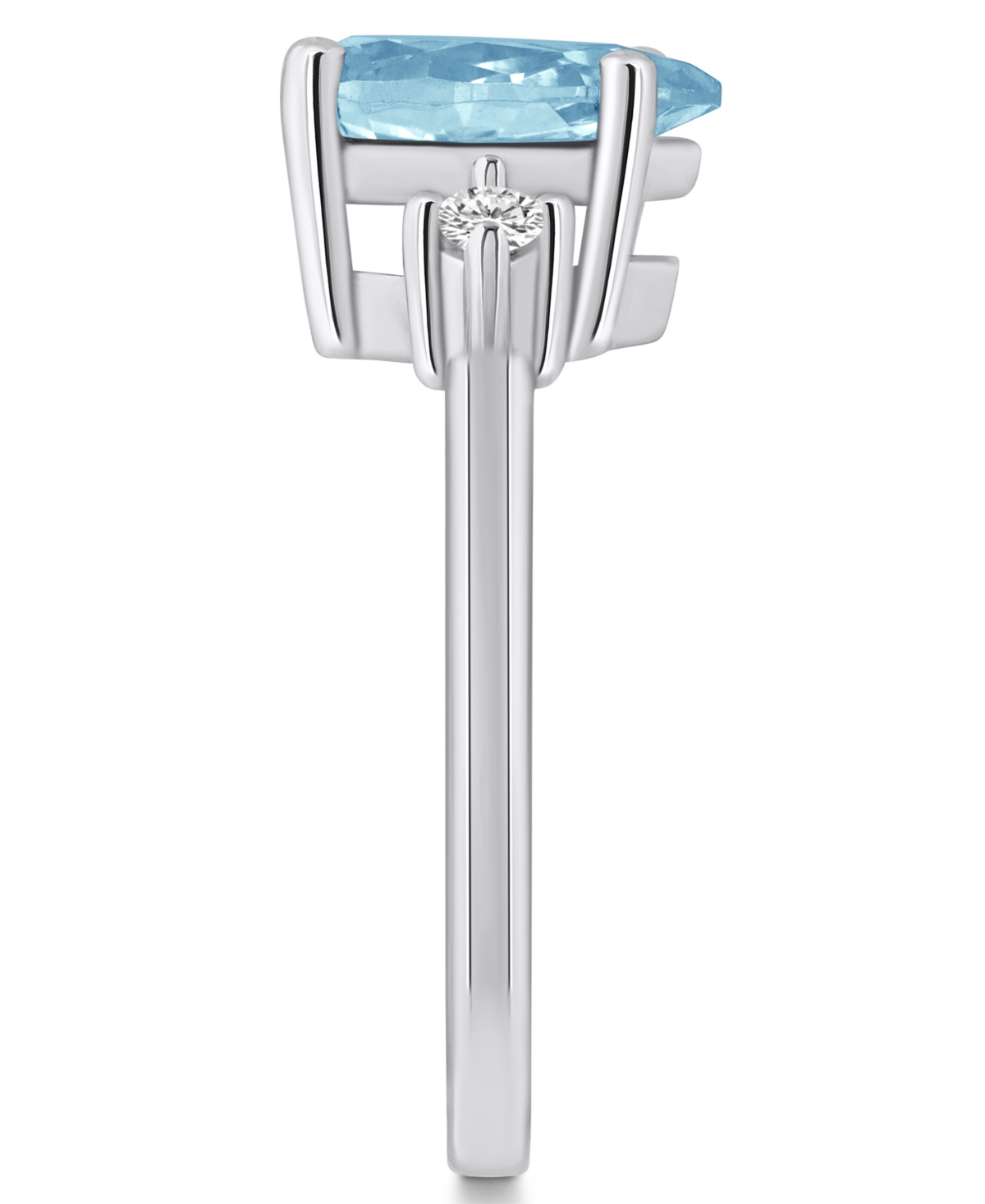 Macy'sand Diamond Ring (1-5/8 ct.t.w and 1/10 ct.t.w) 14K White Gold - Aquamarine