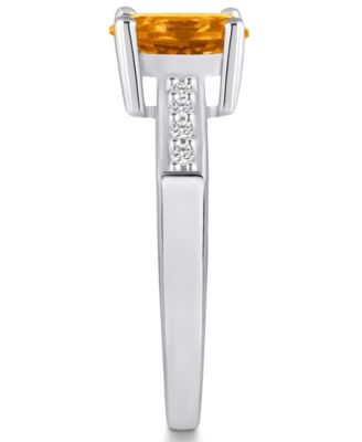 Citrine and Diamond Ring (1- 1/5 ct.t.w and 1/8 ct.t.w) 14K White Gold