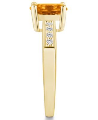 Citrine and Diamond Ring (1 -1/5 ct.t.w and 1/8 ct.t.w) 14K Yellow Gold