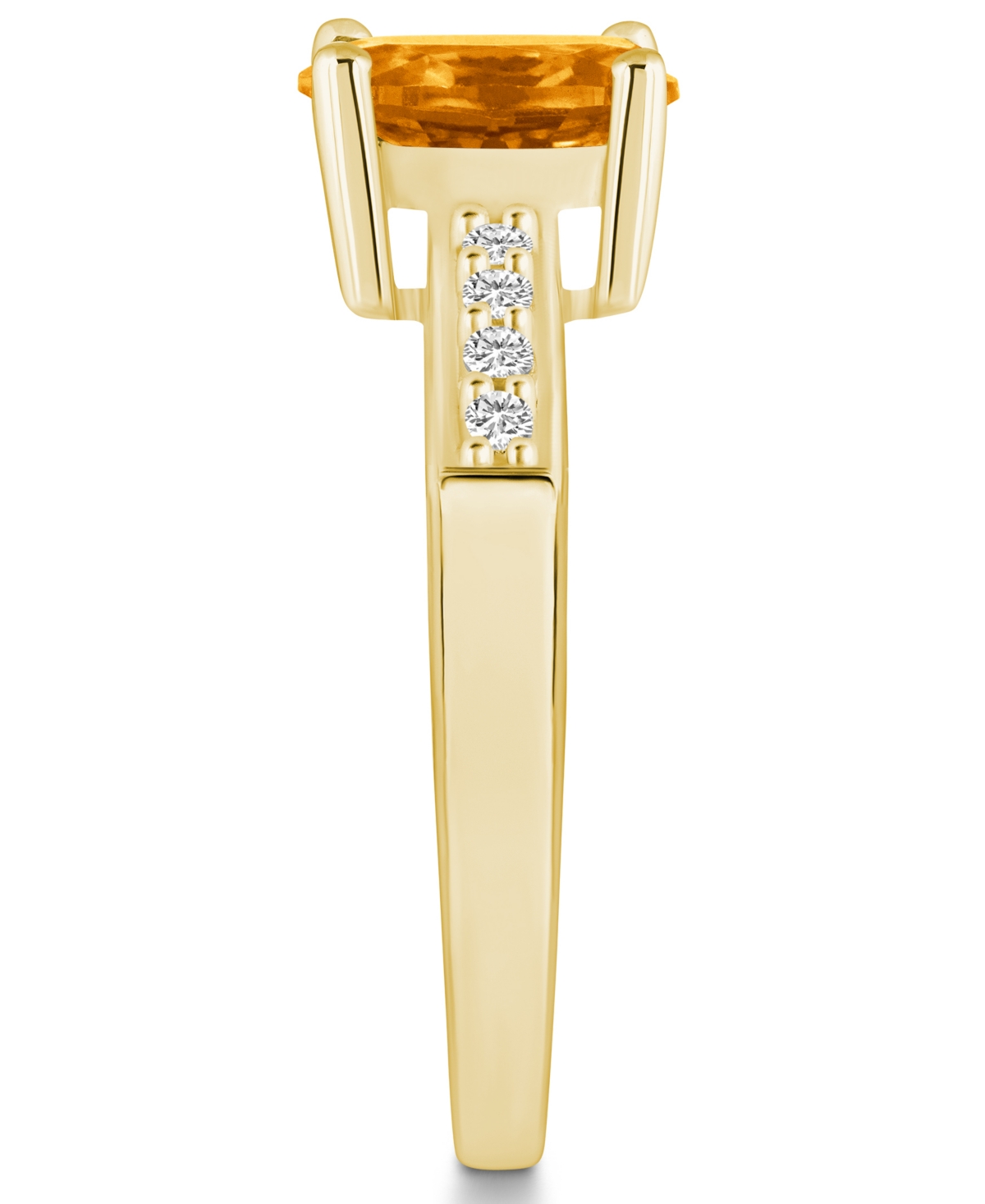 Macy'sand Diamond Ring (1 -1/5 ct.t.w and 1/8 ct.t.w) 14K Yellow Gold - Citrine