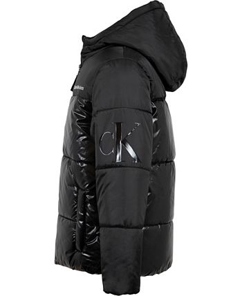 Calvin klein big boys hooded bubble jacket top
