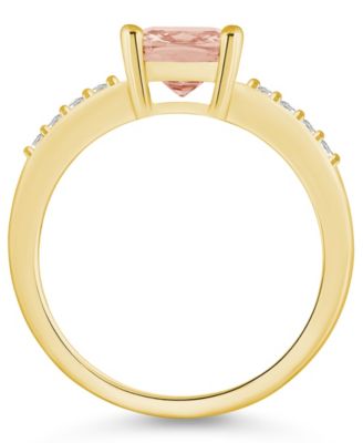 Morganite and Diamond Ring (2 ct.t.w and 1/8 ct.t.w) 14K Yellow Gold