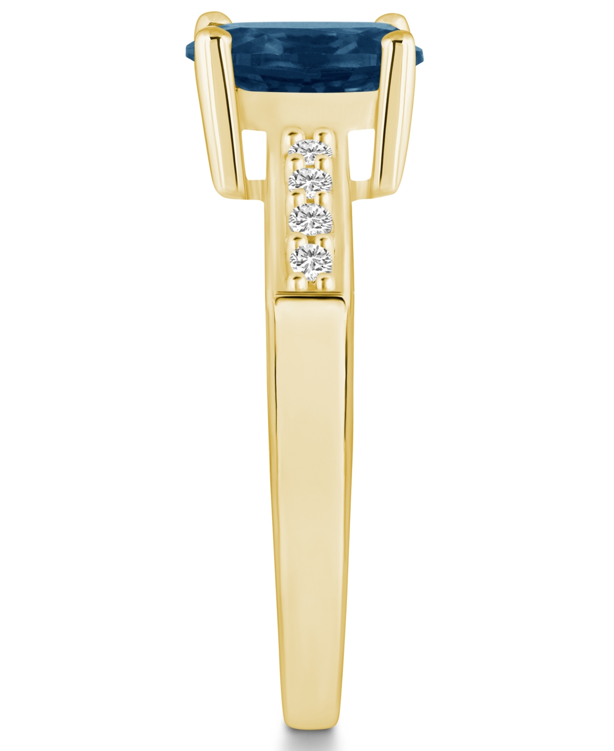 Macy'sand Diamond Ring (1-5/8 ct.t.w and 1/8 ct.t.w) 14K Yellow Gold - London Blue Topaz