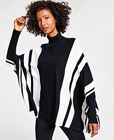 Striped Turtleneck Poncho Sweater, Created for Macy's