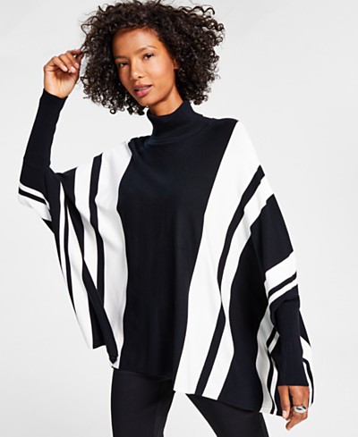 Alfani Petite Turtleneck Poncho Sweater, Created for Macy's - Macy's