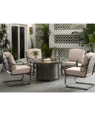 Agio CLOSEOUT! Tara 5-Pc. Round Fire Pit Chat Set (1 Fire Pit & 4 C-Spring Chairs), Created for Macy's 
