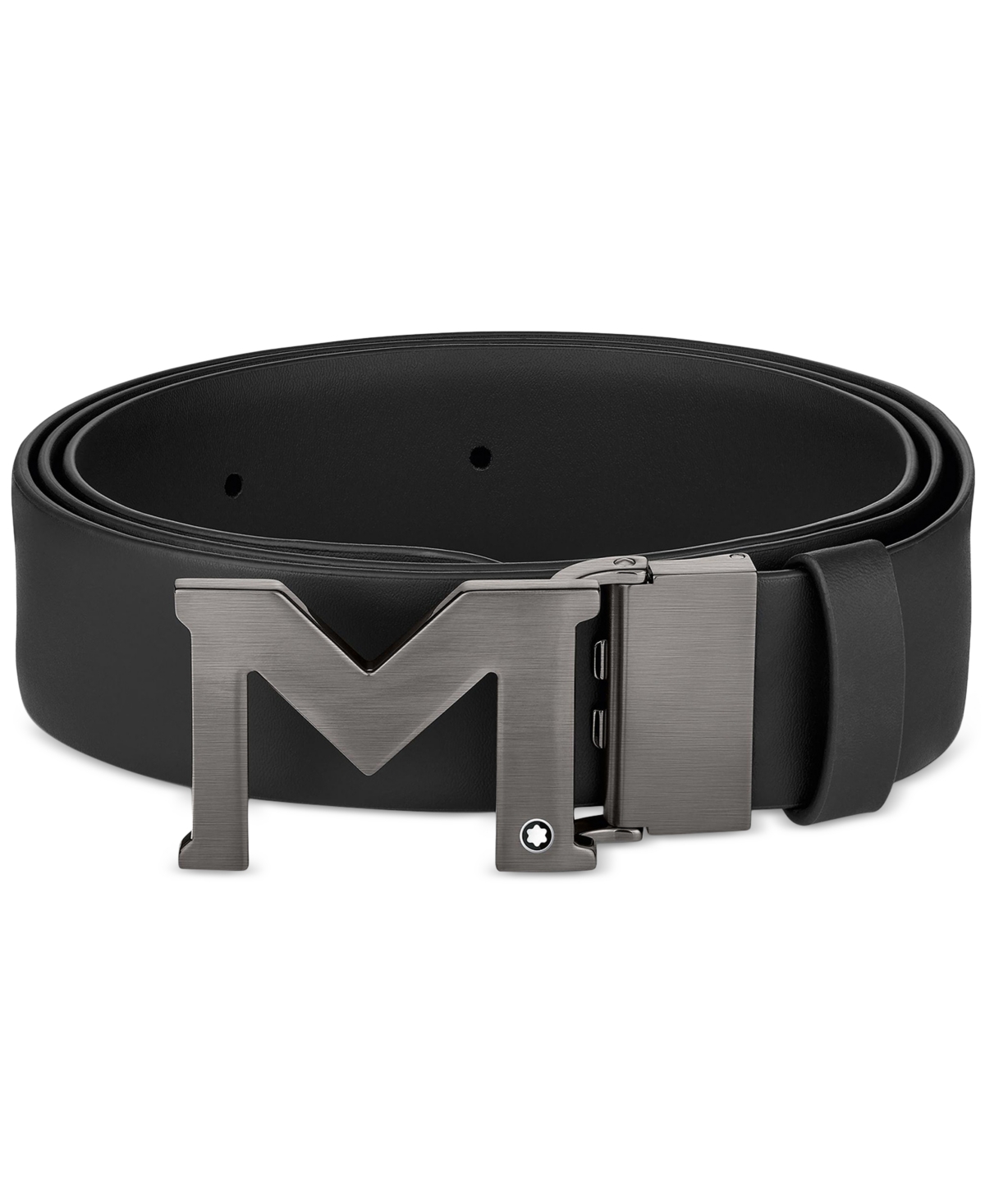Shop Montblanc M Buckle Leather Belt In Black