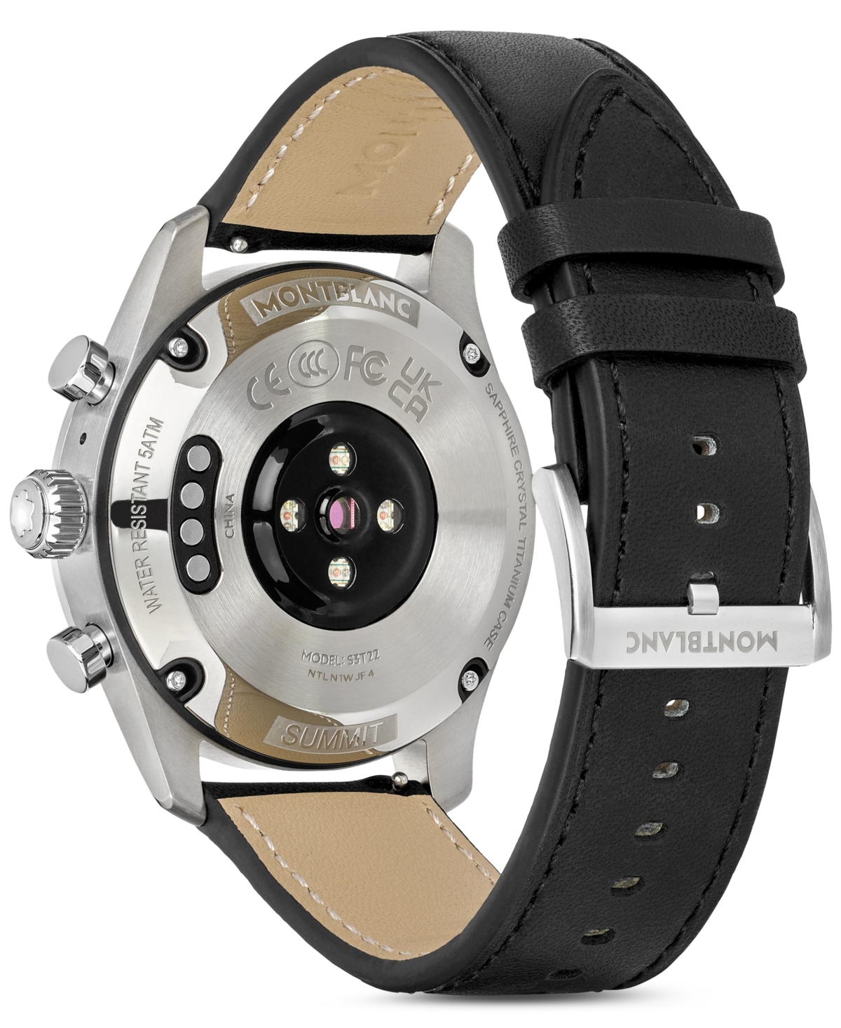 Shop Montblanc Men's Summit 3 Black Leather Strap Smart Watch 42mm