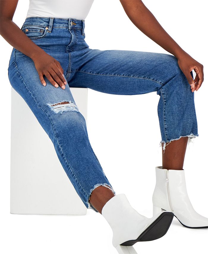 INC International Concepts Women's HighRise Distressed StraightLeg Jeans, Created for Macy's