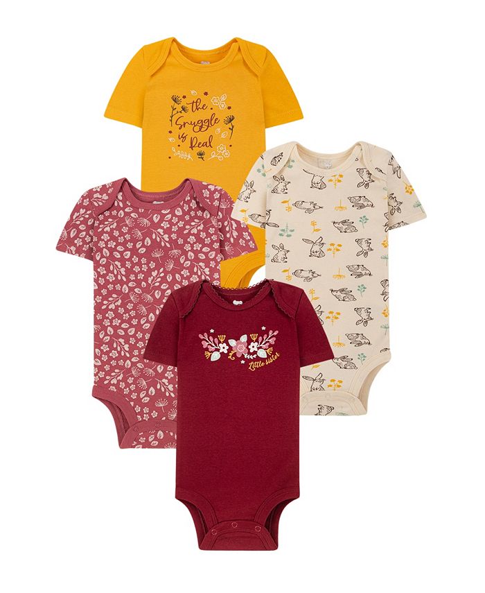 Koala Baby Girls Printed Short Sleeve Bodysuits, Pack of 4 Macy's