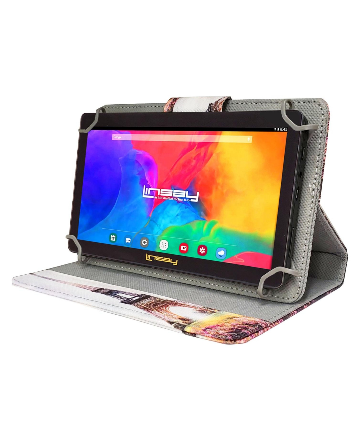 New Linsay 7" Tablet Bundle with Paris Style Case, Pop Holder and Pen Stylus with 64GB Newest Android 13