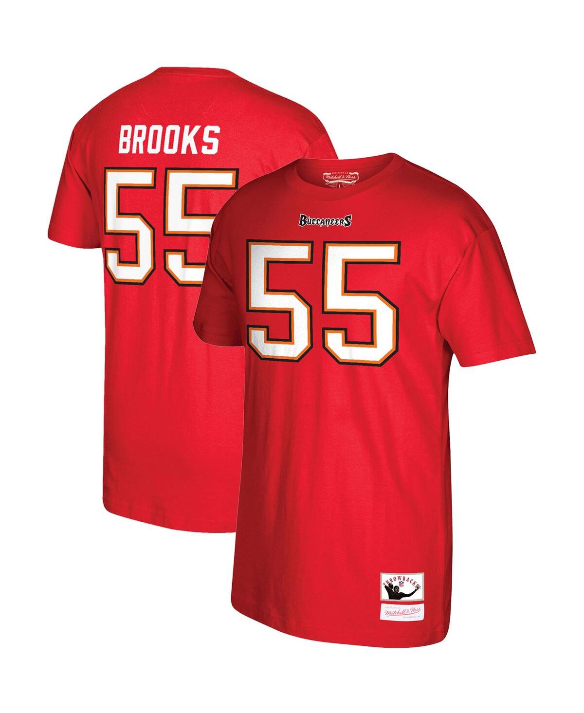 MITCHELL & NESS MEN'S MITCHELL & NESS DERRICK BROOKS RED TAMPA BAY BUCCANEERS RETIRED PLAYER NAME AND NUMBER T-SHIRT