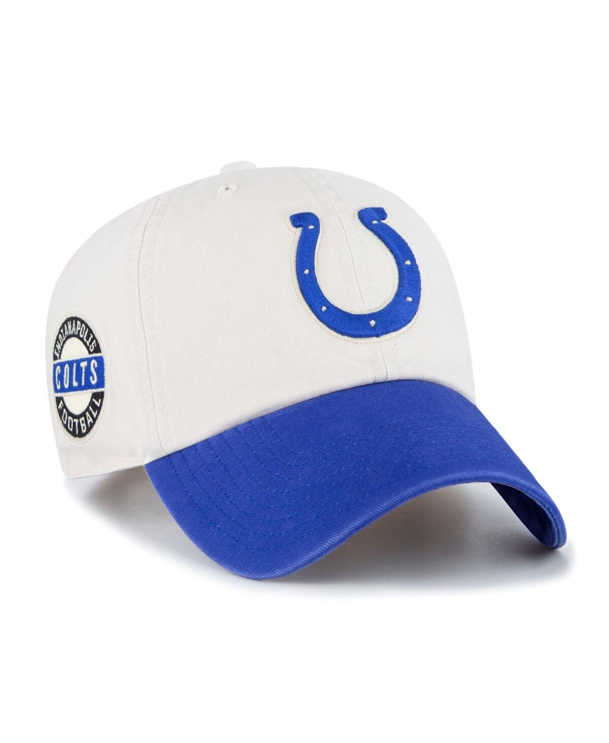 47 Brand Men's '47 Cream, Royal Indianapolis Colts Sidestep Clean Up Adjustable Hat In Cream,royal
