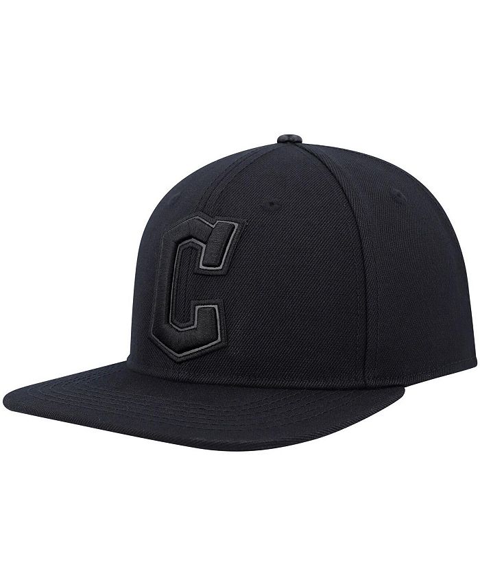 Pro Standard Men's Black Cleveland Guardians Triple Black Wool Snapback