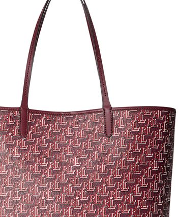Ralph Lauren Canvas Large Goldie Tote, Natural/Red