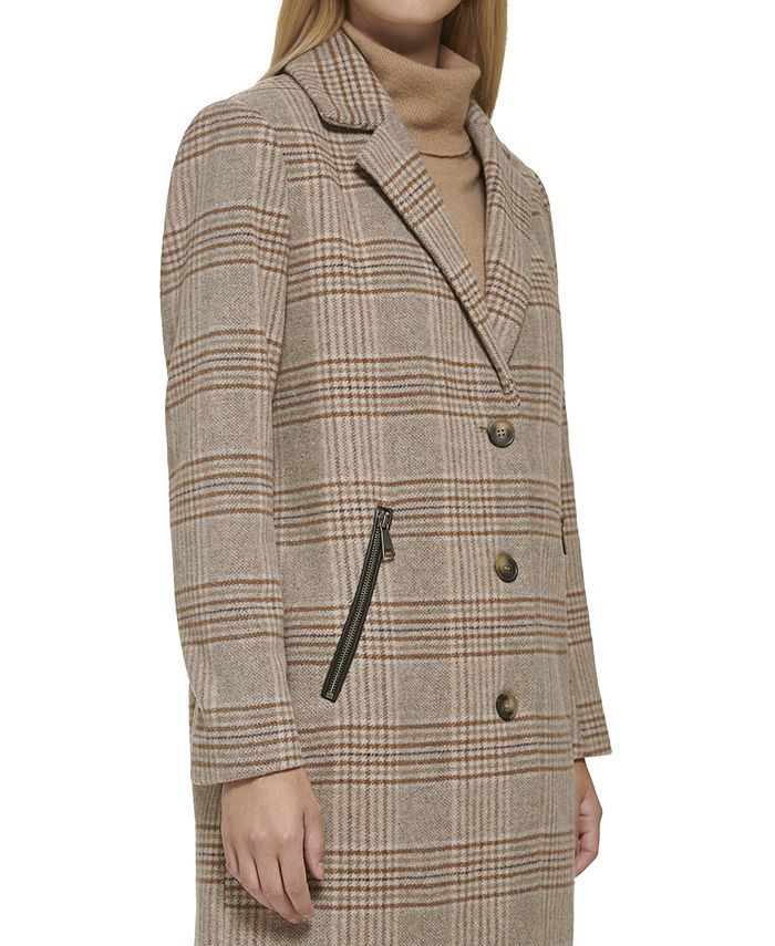 DKNY Women's Plaid Walker Coat, Created for Macy's & Reviews Coats
