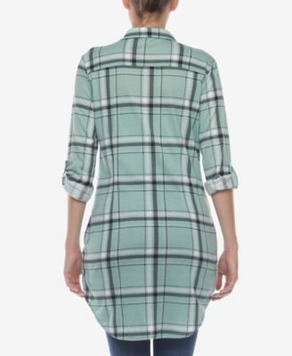 Women's Plaid Tunic Top Shirt