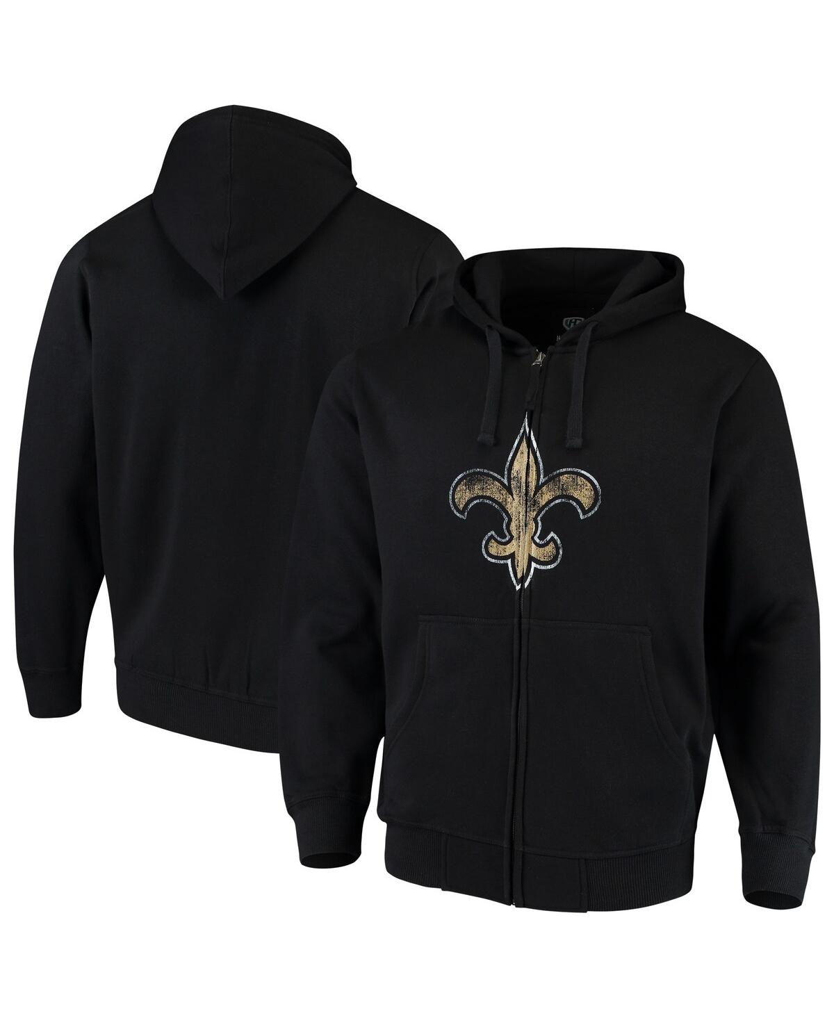 Shop G-iii Sports By Carl Banks Men's  Black New Orleans Saints Primary Logo Full-zip Hoodie