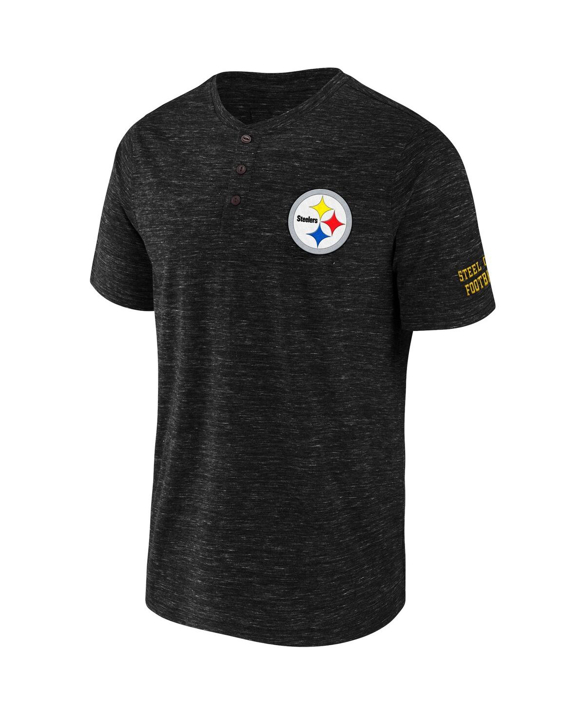 Fanatics Men's Nfl X Darius Rucker Collection By  Black Pittsburgh Steelers Slub Henley T-shirt In Black