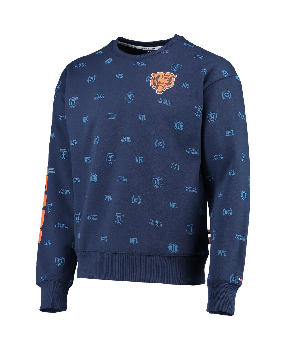 Shop Tommy Hilfiger Men's  Navy Chicago Bears Reid Graphic Pullover Sweatshirt