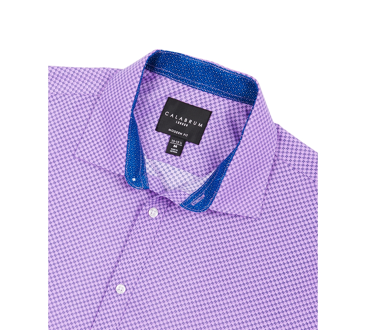 Calabrum Men's Men's Regular Fit Mini Neat Print Wrinkle Free Performance Dress Shirt In Purple