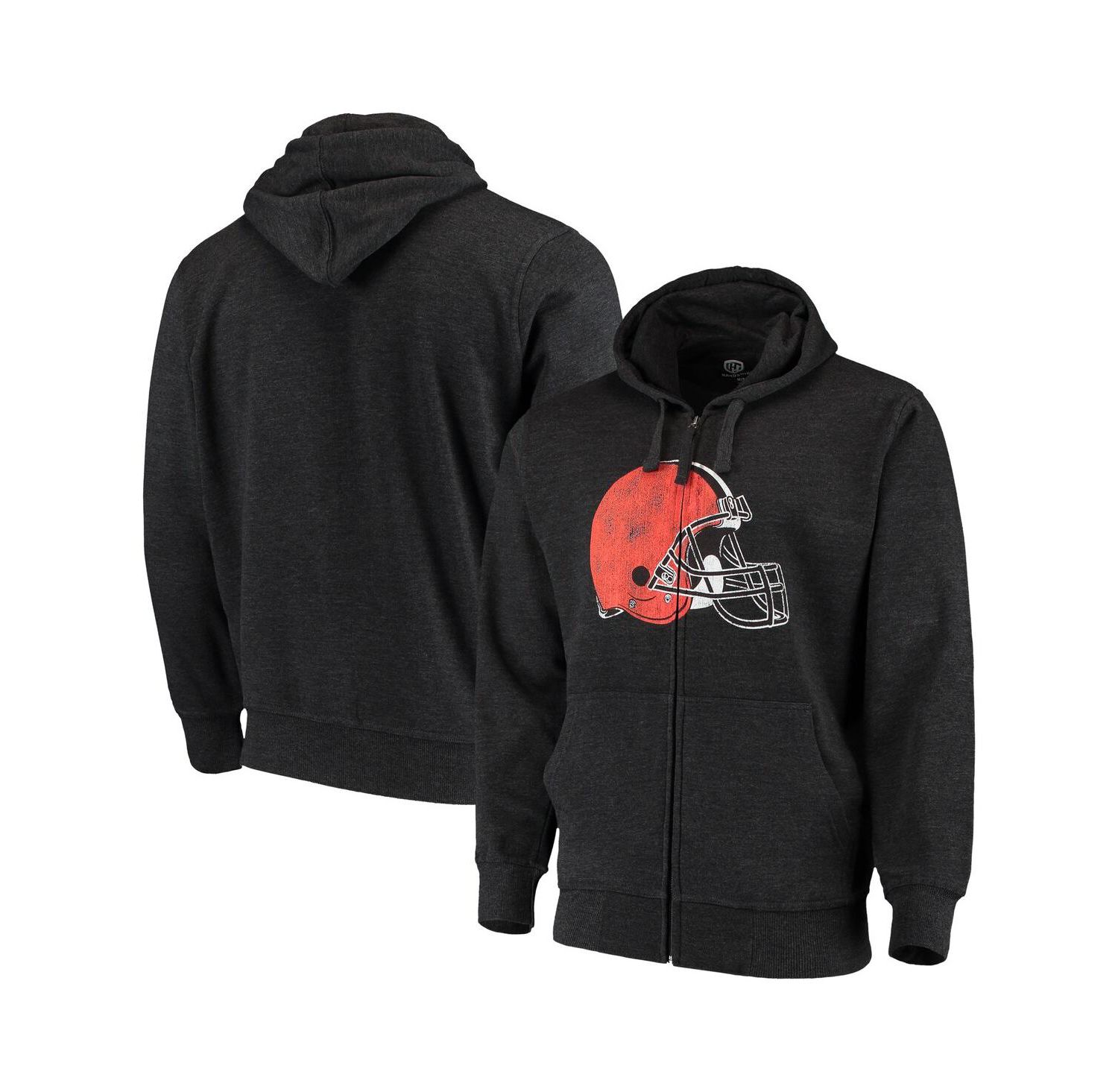 Men's Charcoal Cleveland Browns Primary Logo Full-Zip Hoodie
