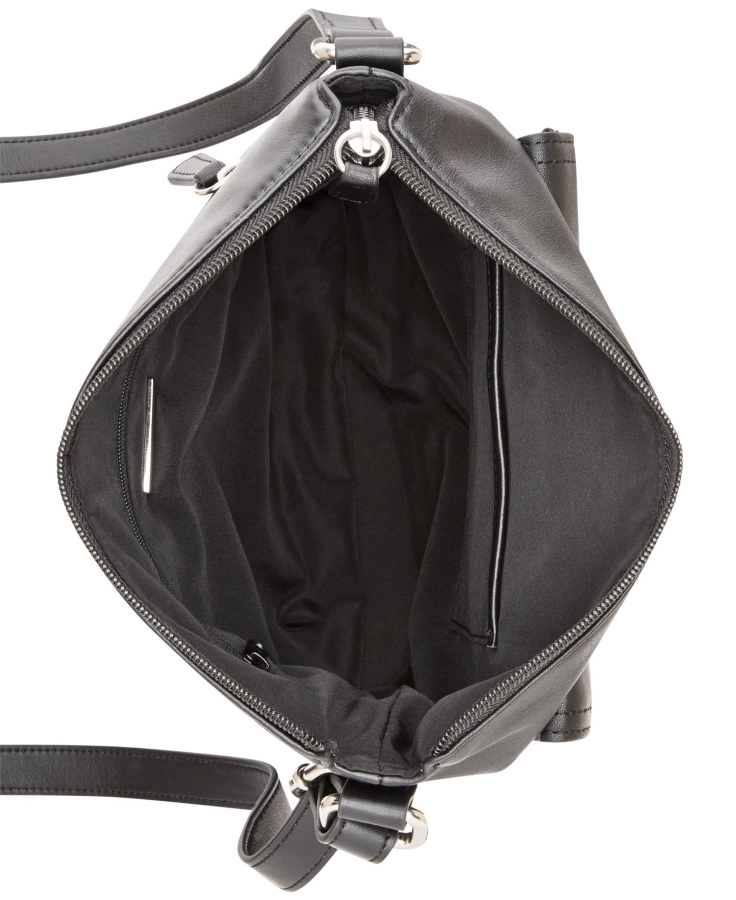Женская сумка Giani Bernini Venice Nappa Leather Crossbody, цвет: Чёрный / Серебряный — фото 3