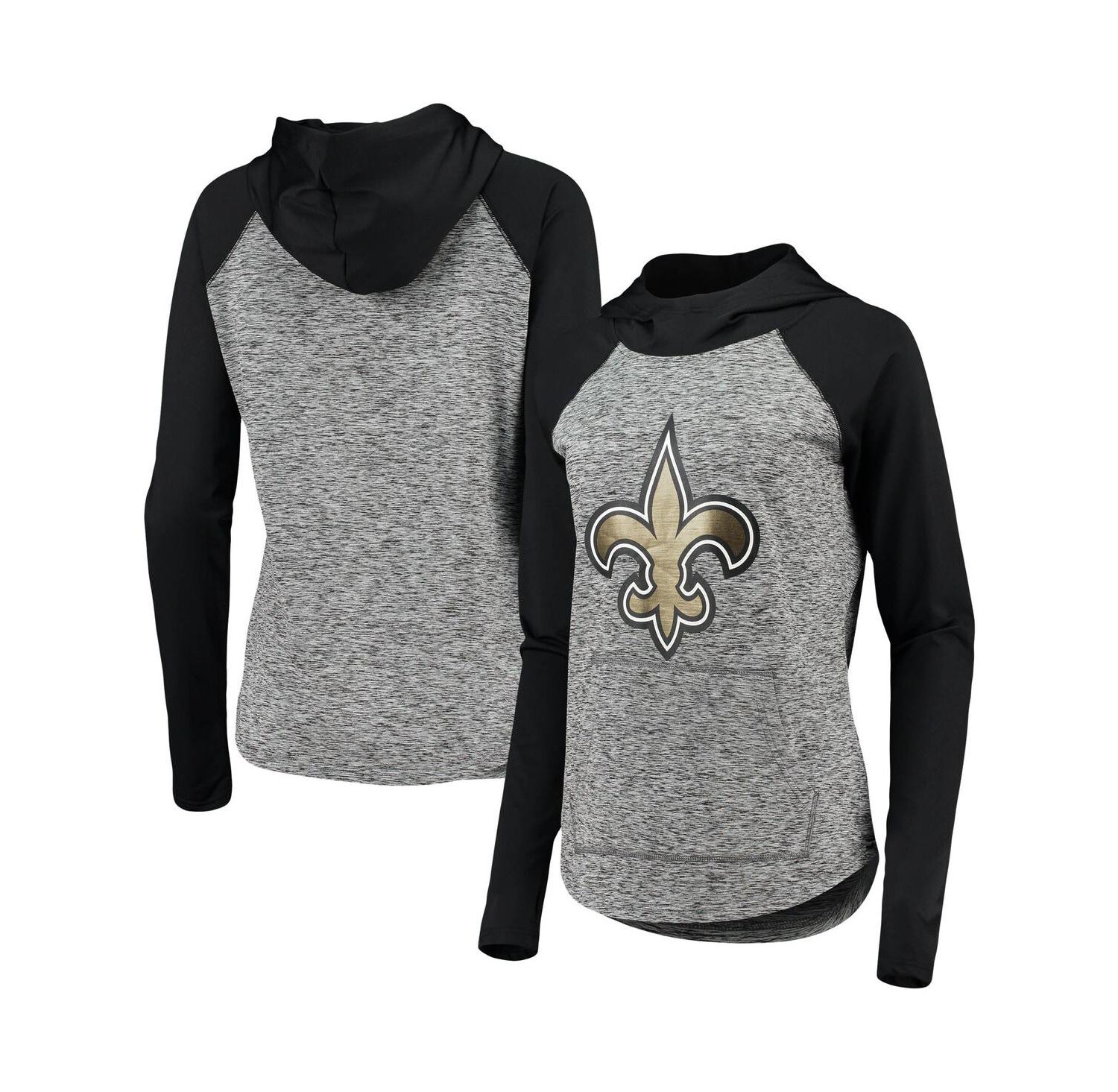Women's Heathered Gray and Black New Orleans Saints Championship Ring Pullover Hoodie