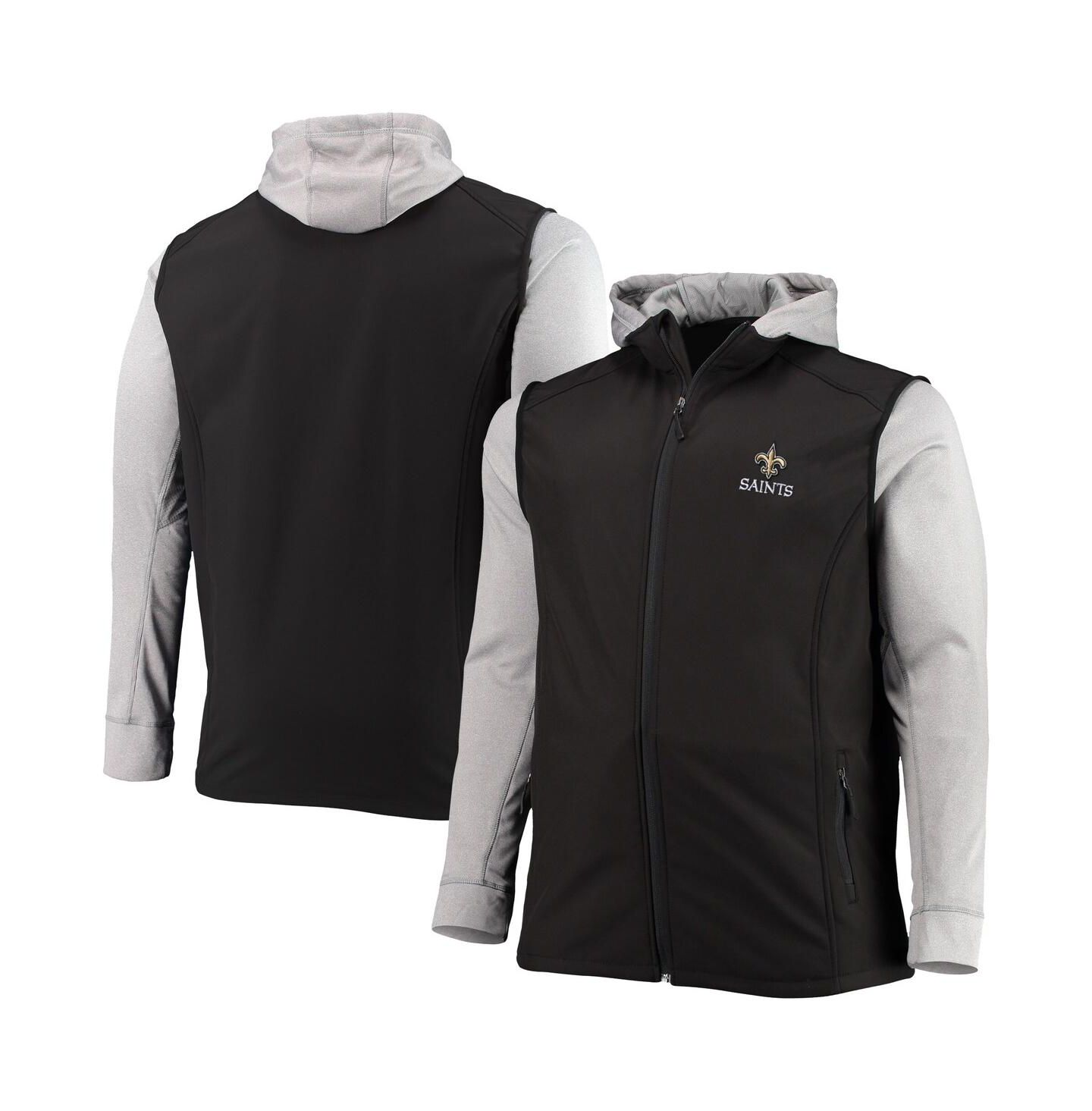 Мужская куртка Dunbrooke Black and Gray New Orleans Saints Big and Tall Alpha Full-Zip Hoodie Jacket — фото 2