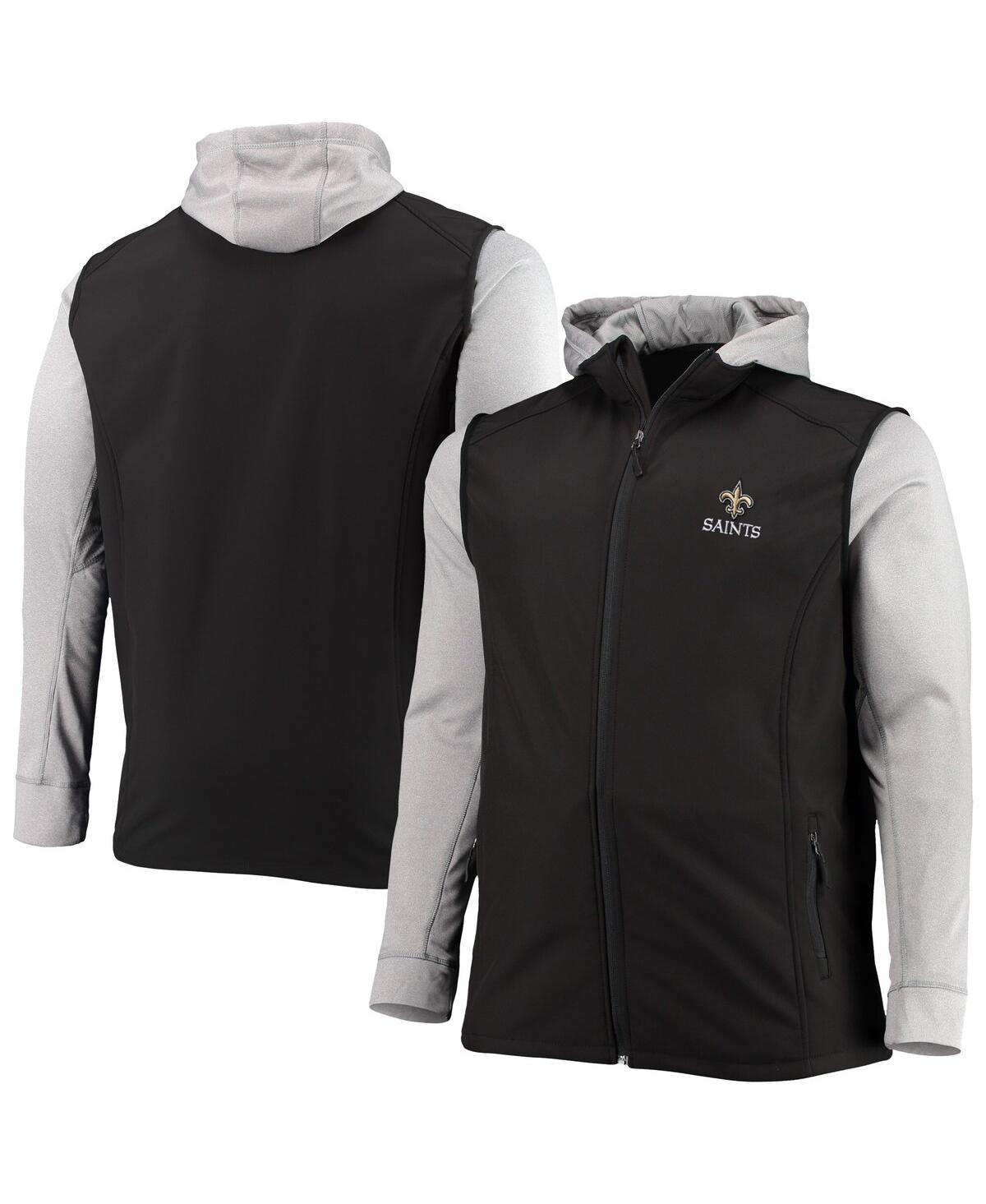 DUNBROOKE MEN'S DUNBROOKE BLACK AND GRAY NEW ORLEANS SAINTS BIG AND TALL ALPHA FULL-ZIP HOODIE JACKET 