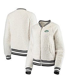 Women's Cream New York Jets Athletic Sherpa Full-Zip Jacket