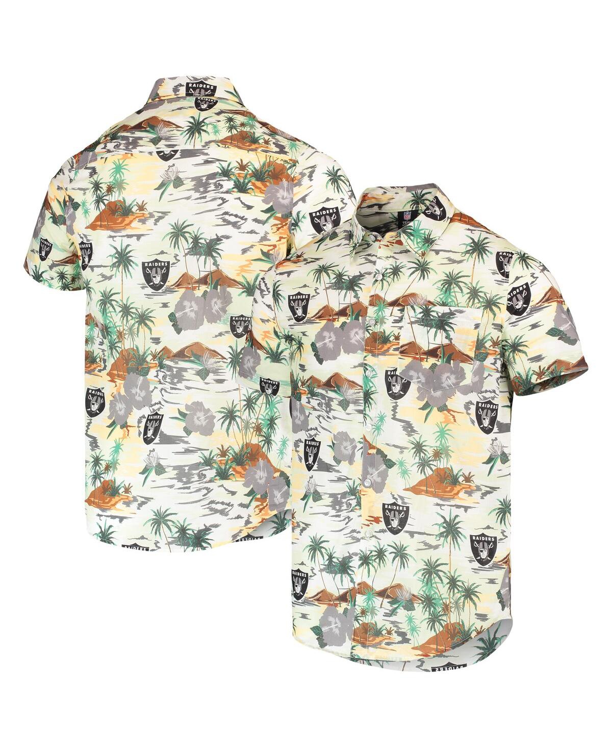 Shop Foco Men's  Cream Las Vegas Raiders Paradise Floral Button-up Shirt