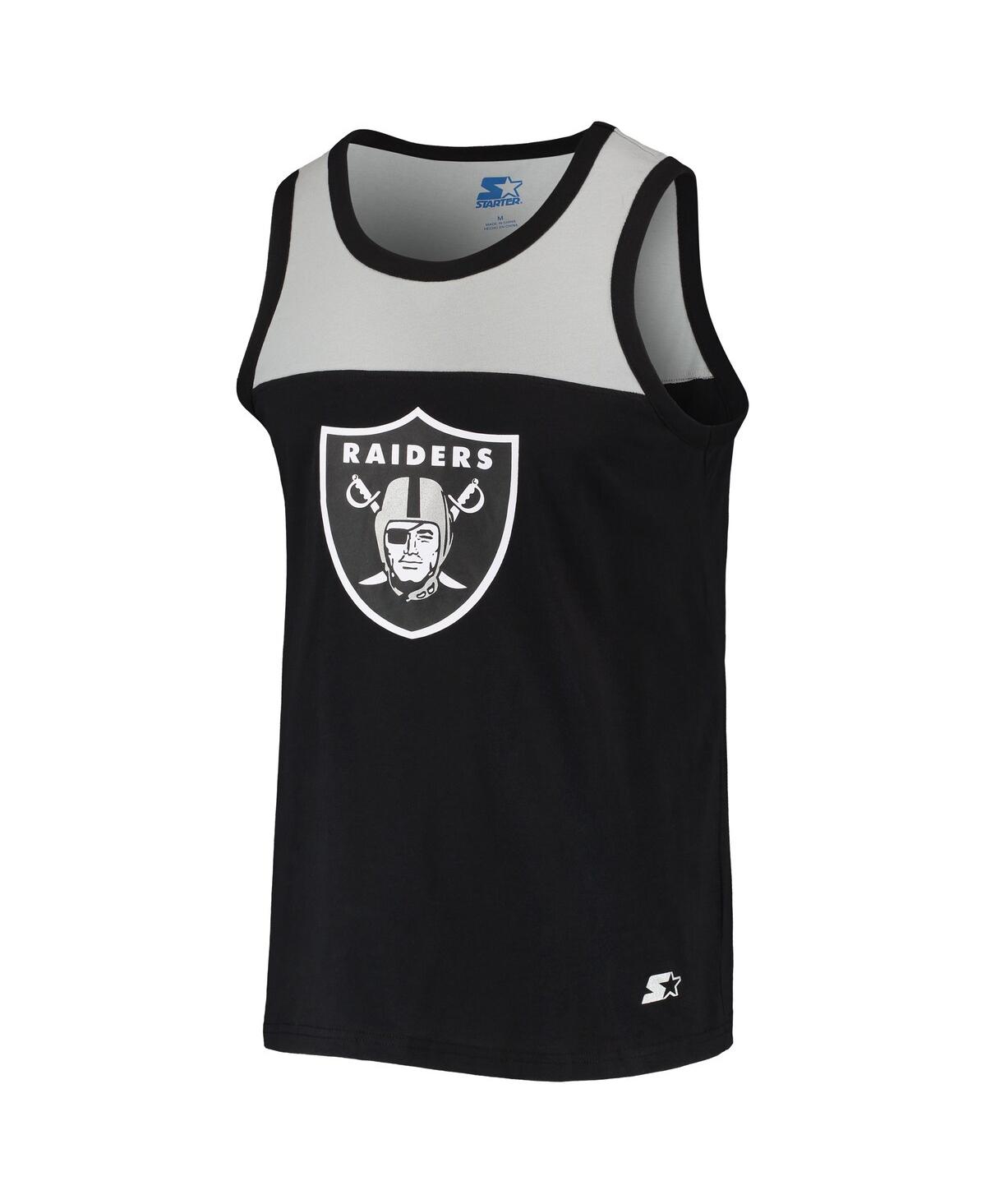 Shop Starter Men's  Black, Silver Las Vegas Raiders Team Touchdown Fashion Tank Top In Black,silver