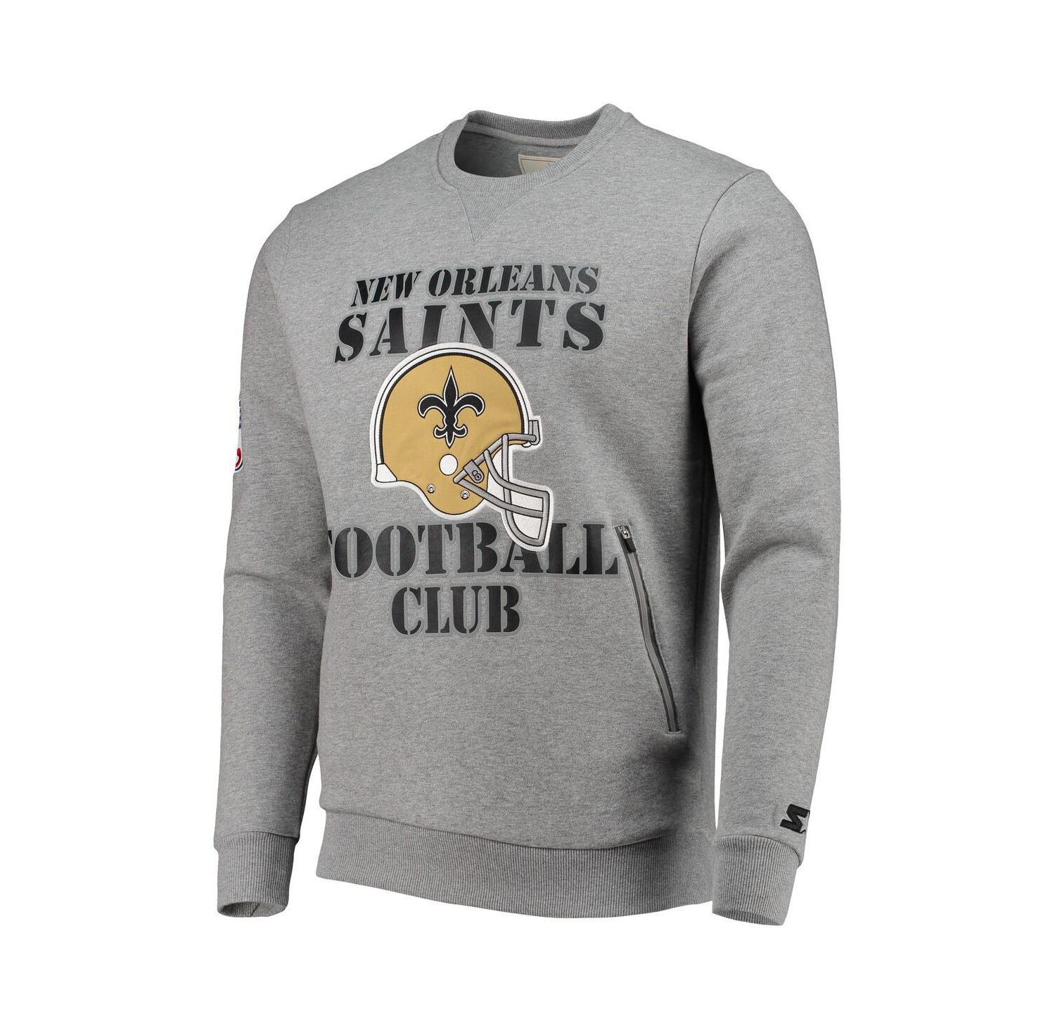 Men's Gray New Orleans Saints Locker Room Throwback End Zone Pullover Sweatshirt