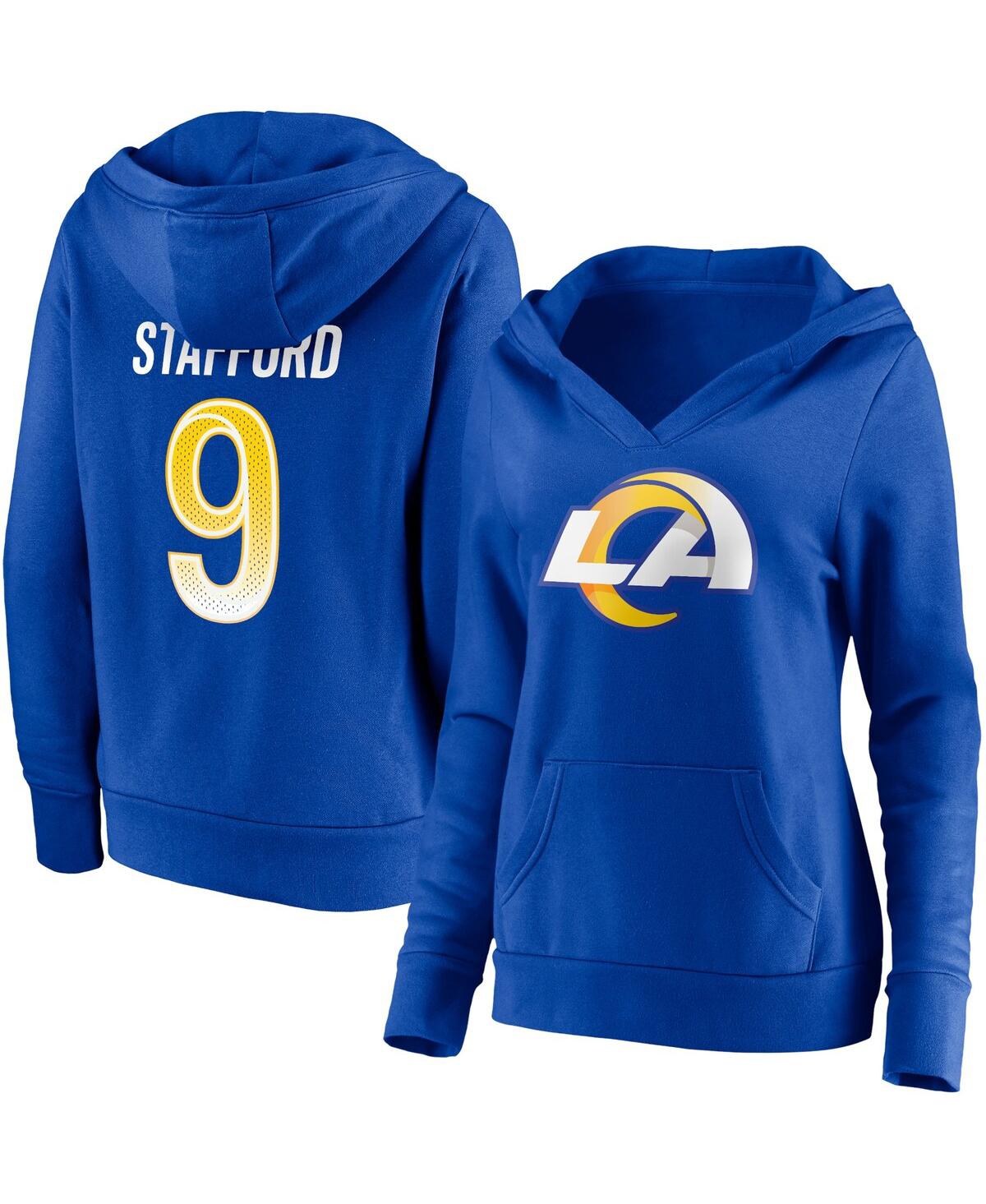 Fanatics Branded Matthew Stafford Royal Los Angeles Rams Player Icon Name & Number V-neck Pullover H In Royal