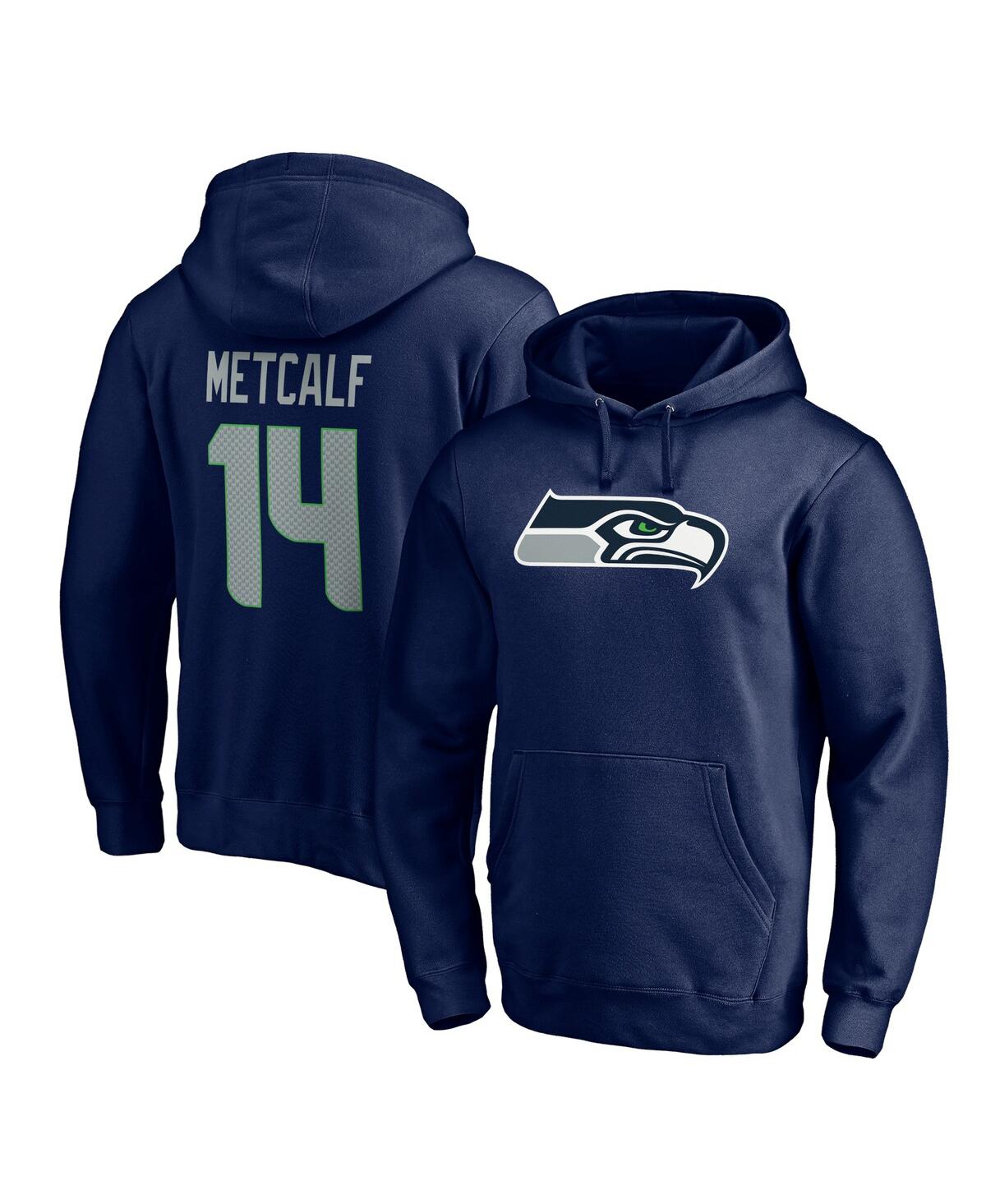 Men's Fanatics Dk MetcalfSeattle Seahawks Player Icon Name and Number Fitted Pullover Hoodie - Navy