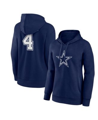 Women's Dak Prescott Navy Dallas Cowboys Player Icon Name and Number V-Neck Pullover Hoodie